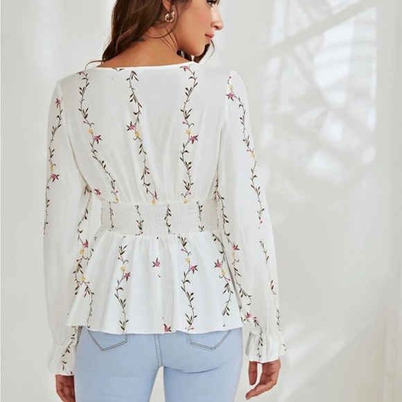 ❣️3/$30 SHEIN Ruffle Hem, Wrap, Shirred Waist top - Picture 2 of 7